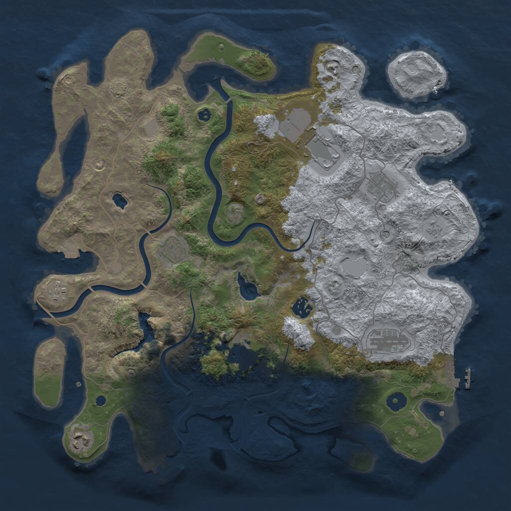 Rust Map: Procedural Map, Size: 4000, Seed: 1309445715, 14 Monuments