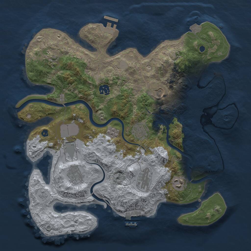 Rust Map: Procedural Map, Size: 3500, Seed: 1708170992, 15 Monuments