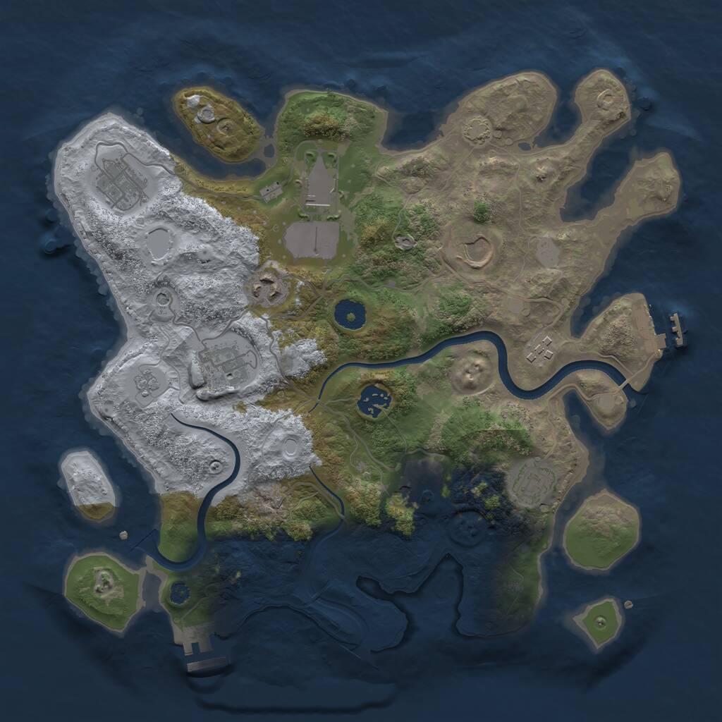 Rust Map: Procedural Map, Size: 3500, Seed: 493898099, 15 Monuments