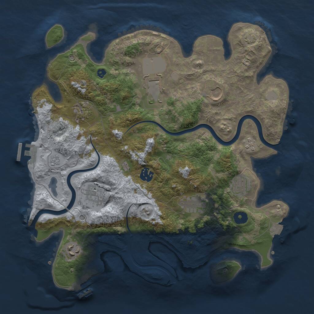 Rust Map: Procedural Map, Size: 3500, Seed: 830745410, 15 Monuments