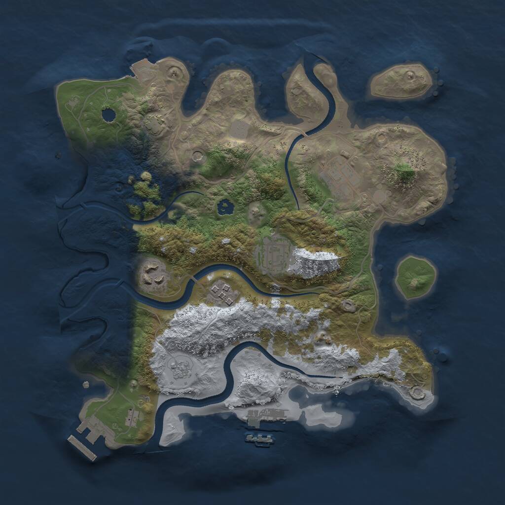 Rust Map: Procedural Map, Size: 3000, Seed: 75476, 10 Monuments