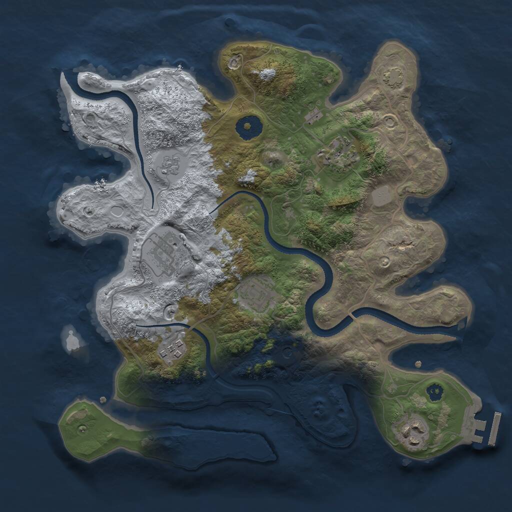 Rust Map: Procedural Map, Size: 3054, Seed: 570359, 10 Monuments