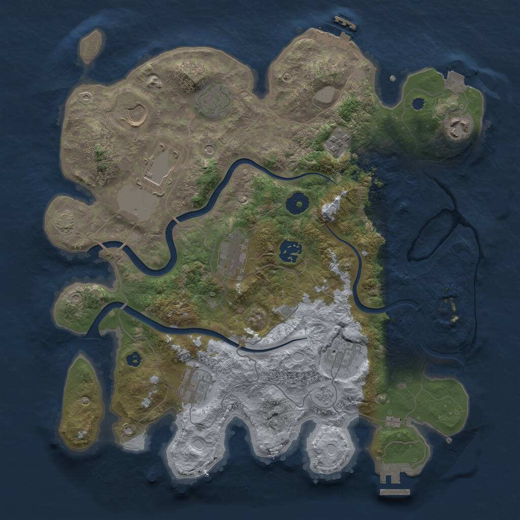 Rust Map: Procedural Map, Size: 3500, Seed: 724366394, 15 Monuments