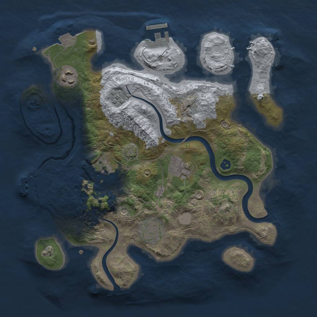 Rust Map: Procedural Map, Size: 3000, Seed: 46387327, 10 Monuments