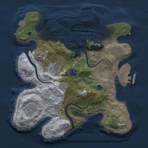 Thumbnail Rust Map: Procedural Map, Size: 3000, Seed: 1975169, 11 Monuments