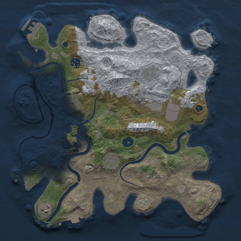 Rust Map: Procedural Map, Size: 3500, Seed: 42734825, 14 Monuments