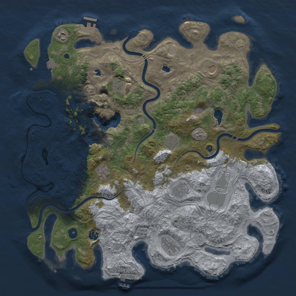 Rust Map: Procedural Map, Size: 4500, Seed: 996840541, 16 Monuments