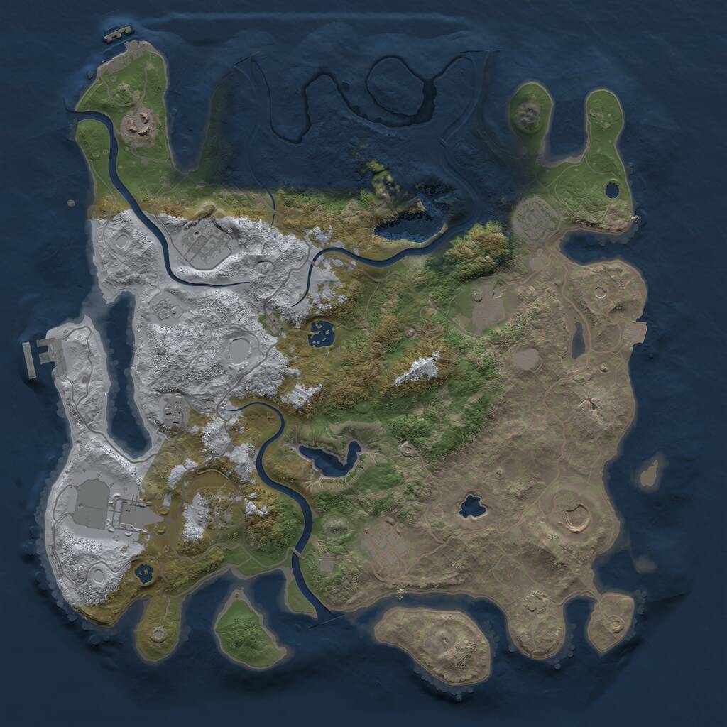 Rust Map: Procedural Map, Size: 4000, Seed: 544536405, 16 Monuments