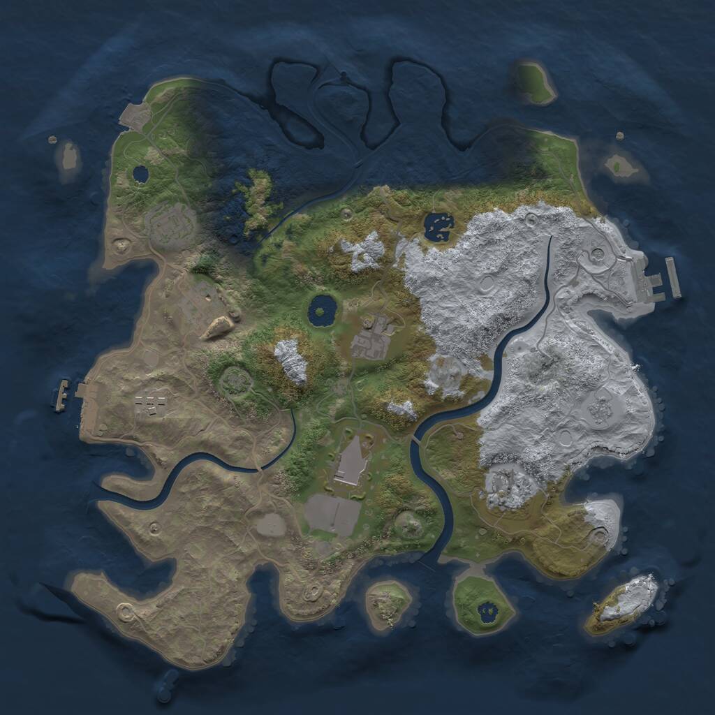 Rust Map: Procedural Map, Size: 3500, Seed: 757574458, 13 Monuments