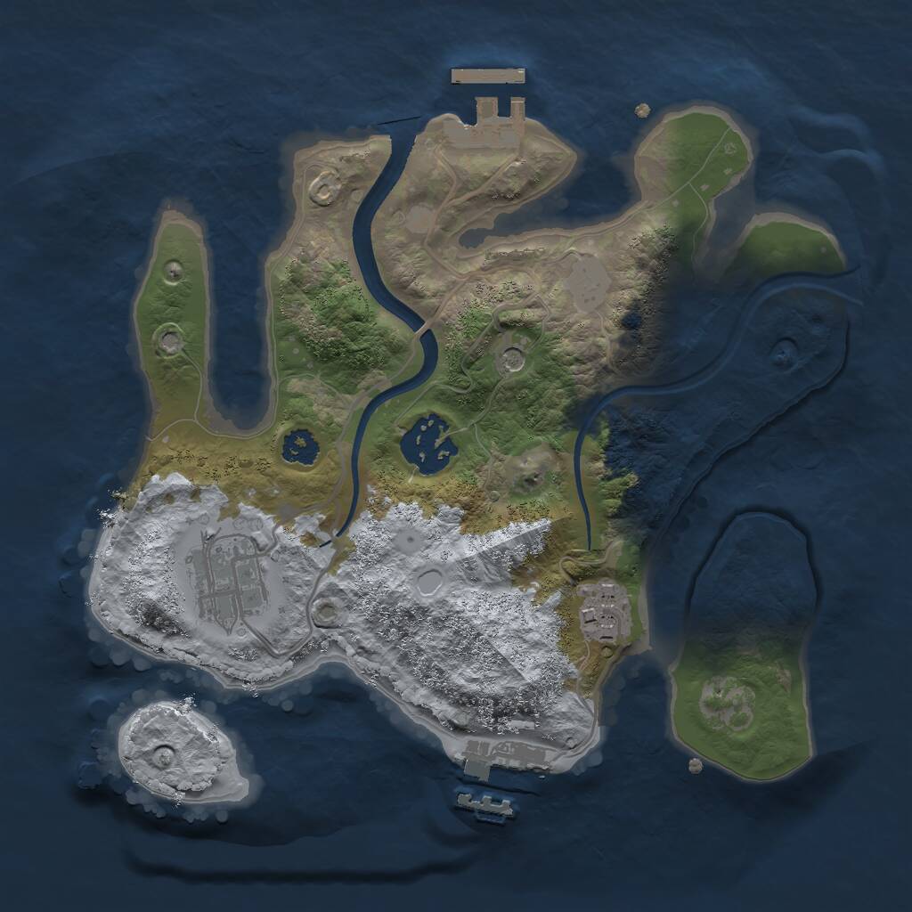 Rust Map: Procedural Map, Size: 2500, Seed: 5000099, 7 Monuments