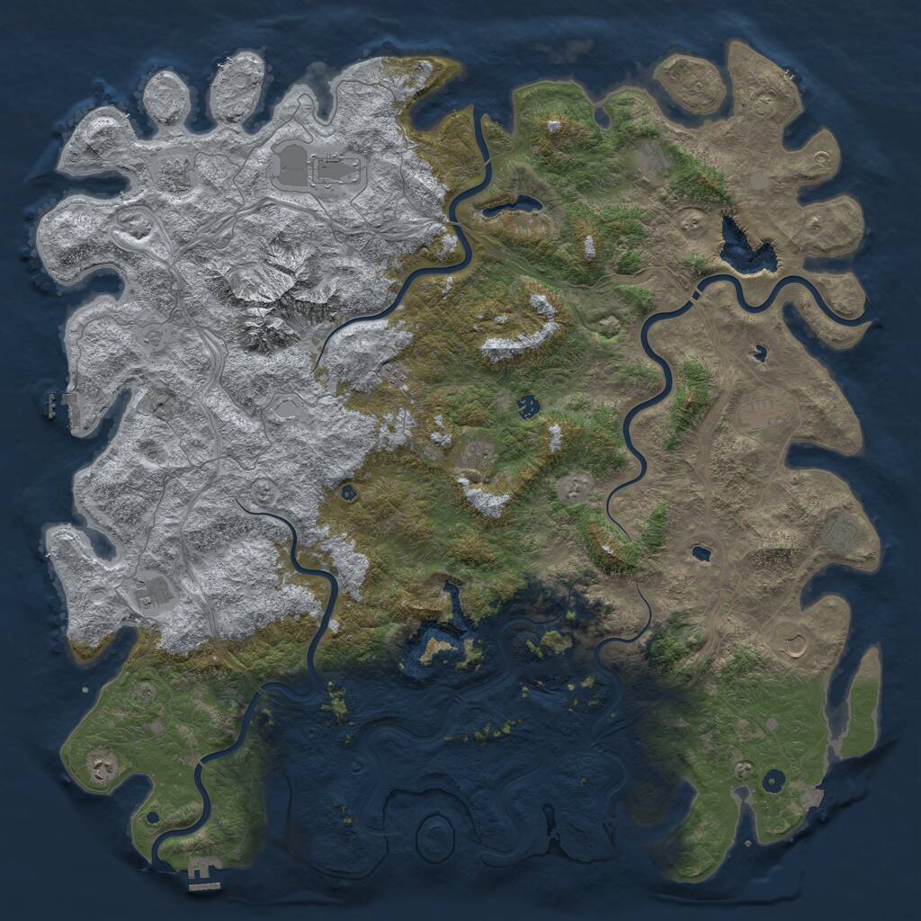 Rust Map: Procedural Map, Size: 6000, Seed: 1270933636, 17 Monuments