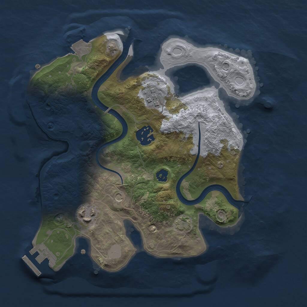 Rust Map: Procedural Map, Size: 2500, Seed: 12877455, 7 Monuments