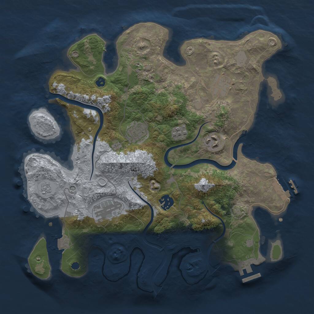 Rust Map: Procedural Map, Size: 3300, Seed: 1734516621, 13 Monuments