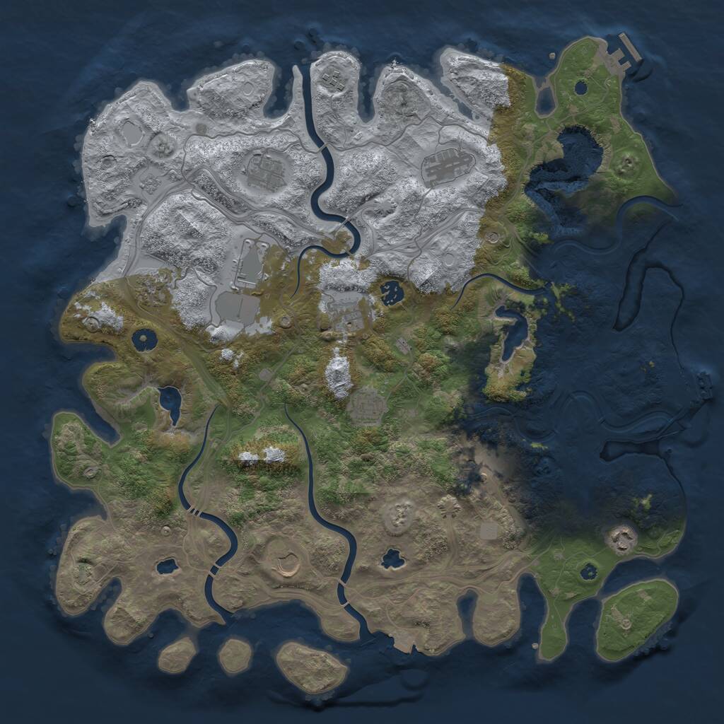 Rust Map: Procedural Map, Size: 4500, Seed: 274347355, 17 Monuments