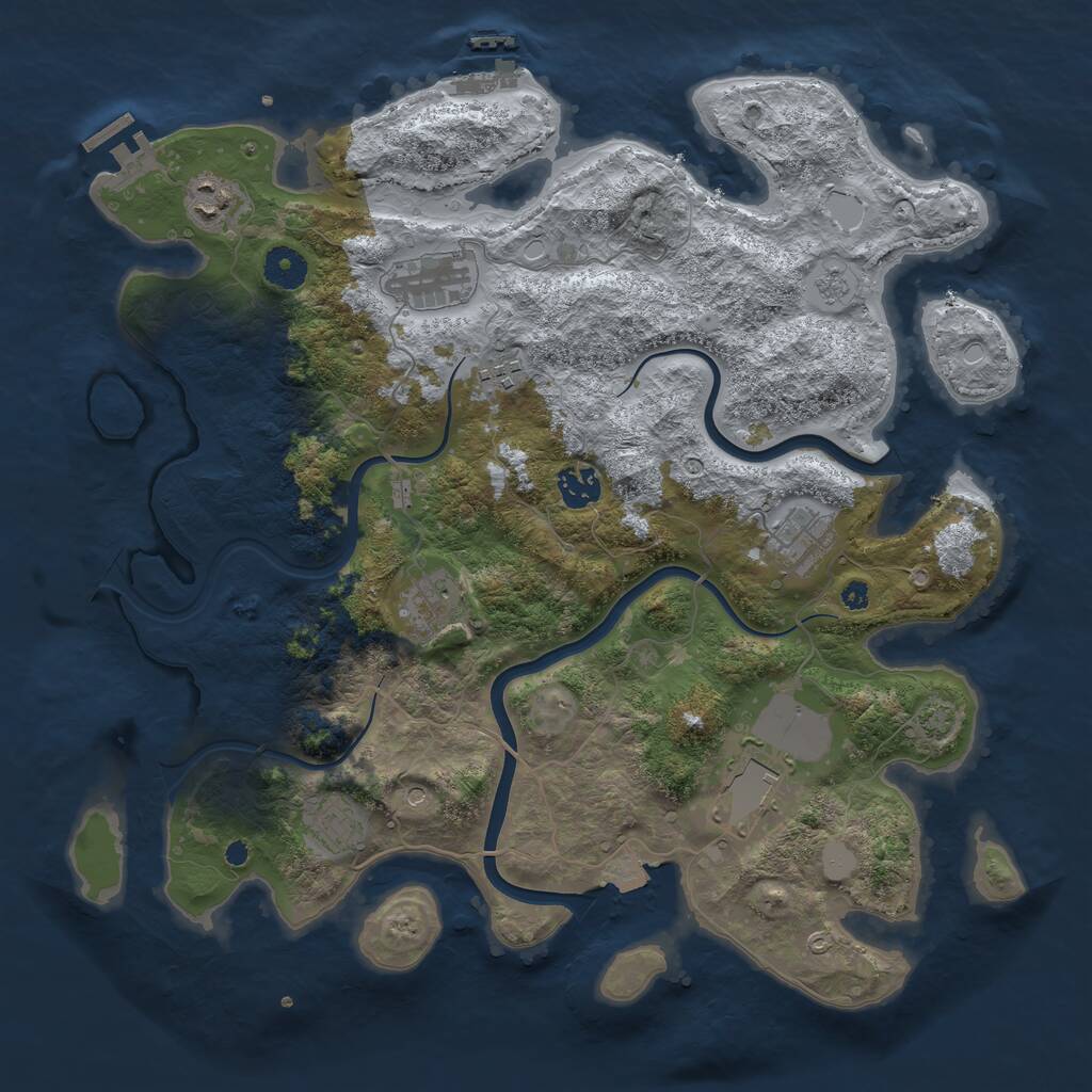 Rust Map: Procedural Map, Size: 3850, Seed: 57696295, 14 Monuments