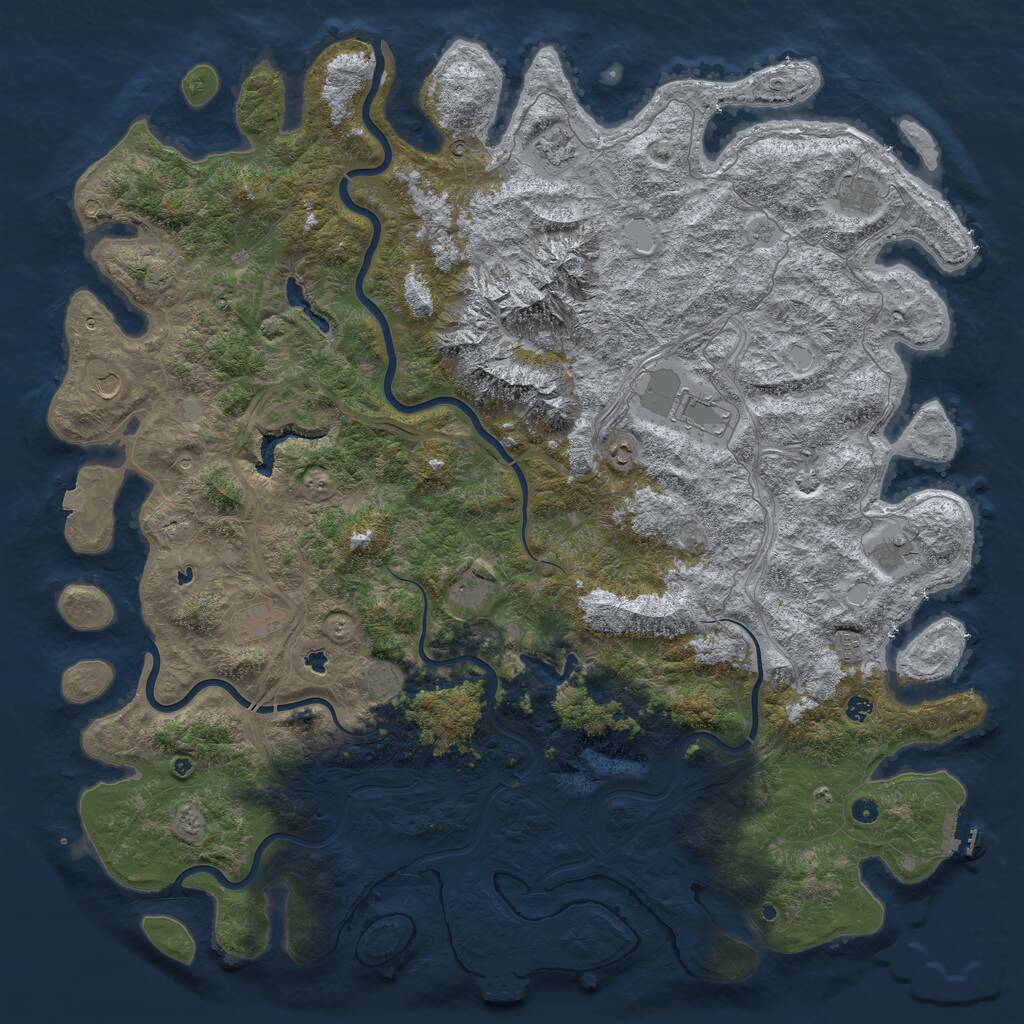 Rust Map: Procedural Map, Size: 6000, Seed: 346673, 17 Monuments
