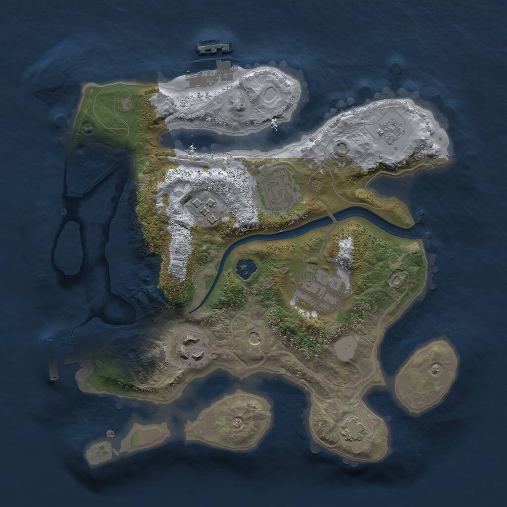 Rust Map: Procedural Map, Size: 2500, Seed: 39485721, 10 Monuments