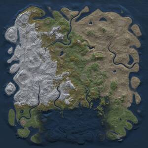 Thumbnail Rust Map: Procedural Map, Size: 6000, Seed: 54467467, 17 Monuments