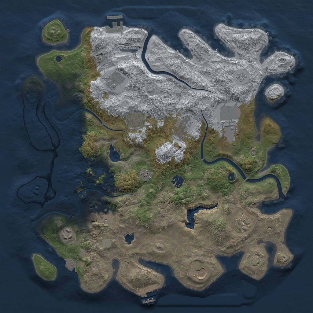 Rust Map: Procedural Map, Size: 4000, Seed: 1329514869, 16 Monuments