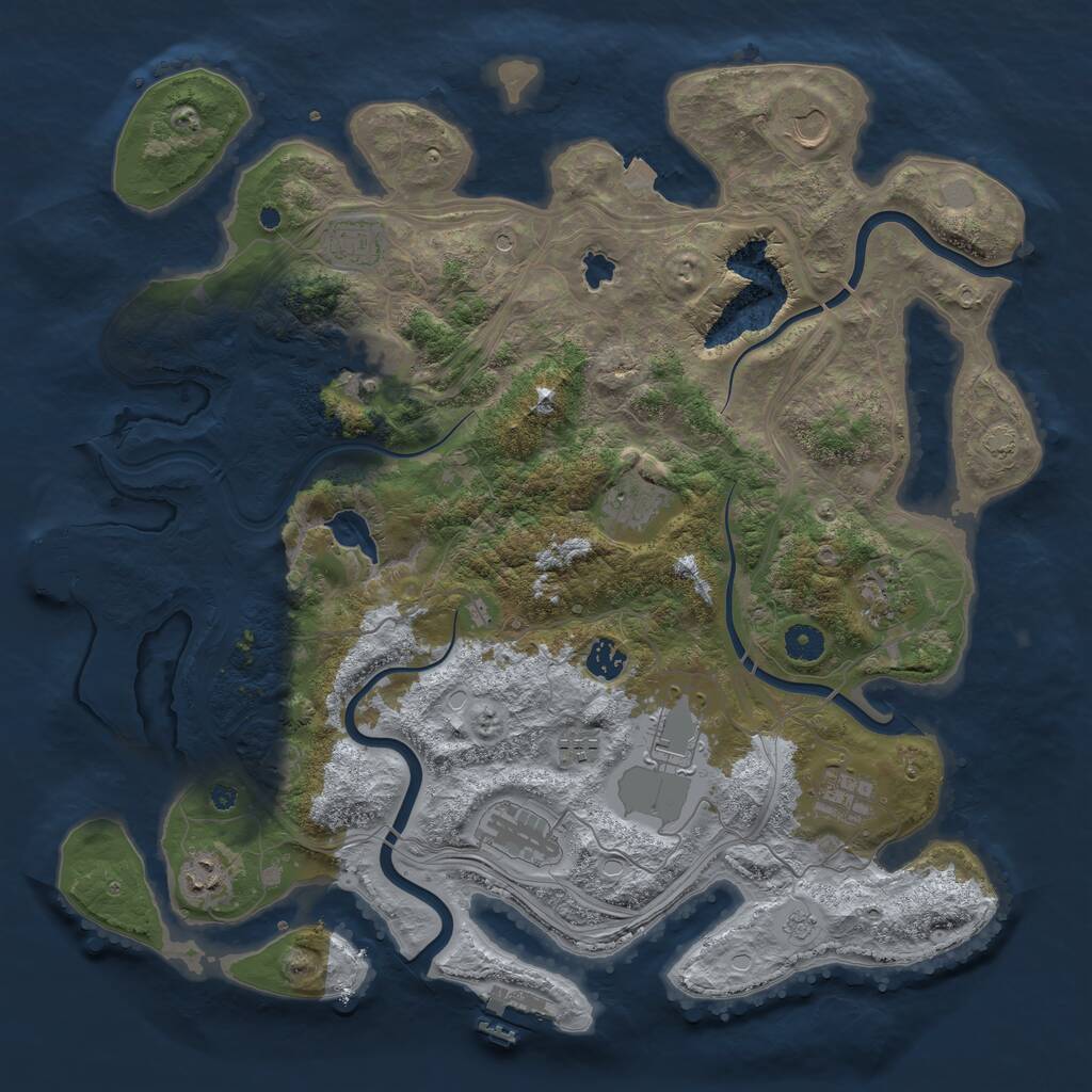 Rust Map: Procedural Map, Size: 4250, Seed: 782737576, 17 Monuments