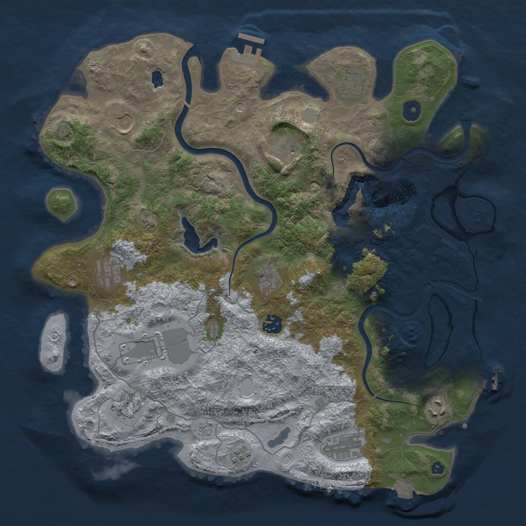 Rust Map: Procedural Map, Size: 4000, Seed: 92713250, 17 Monuments