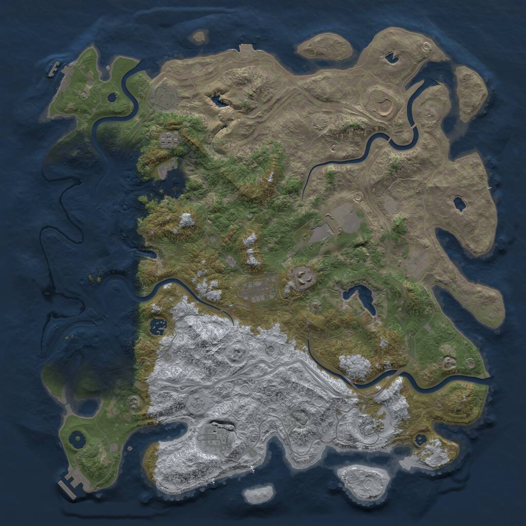 Rust Map: Procedural Map, Size: 4625, Seed: 47700, 17 Monuments
