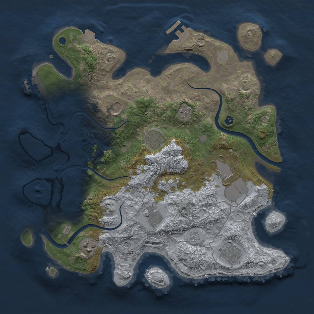 Rust Map: Procedural Map, Size: 3500, Seed: 1260709492, 13 Monuments