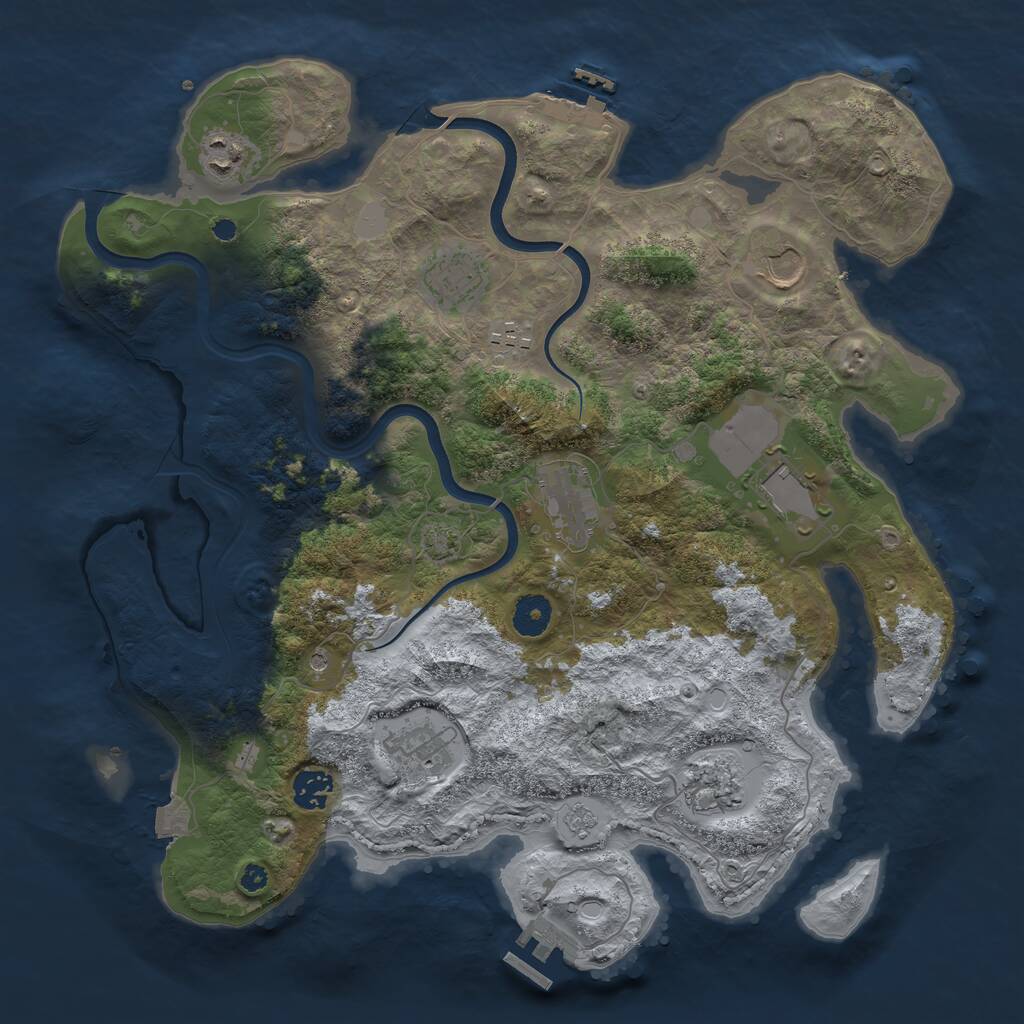 Rust Map: Procedural Map, Size: 3800, Seed: 1848155175, 15 Monuments