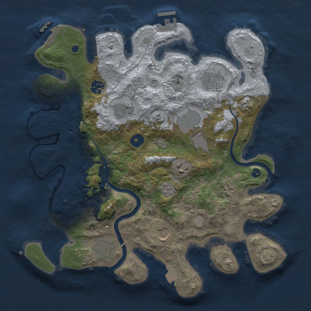 Rust Map: Procedural Map, Size: 3500, Seed: 1948973614, 15 Monuments