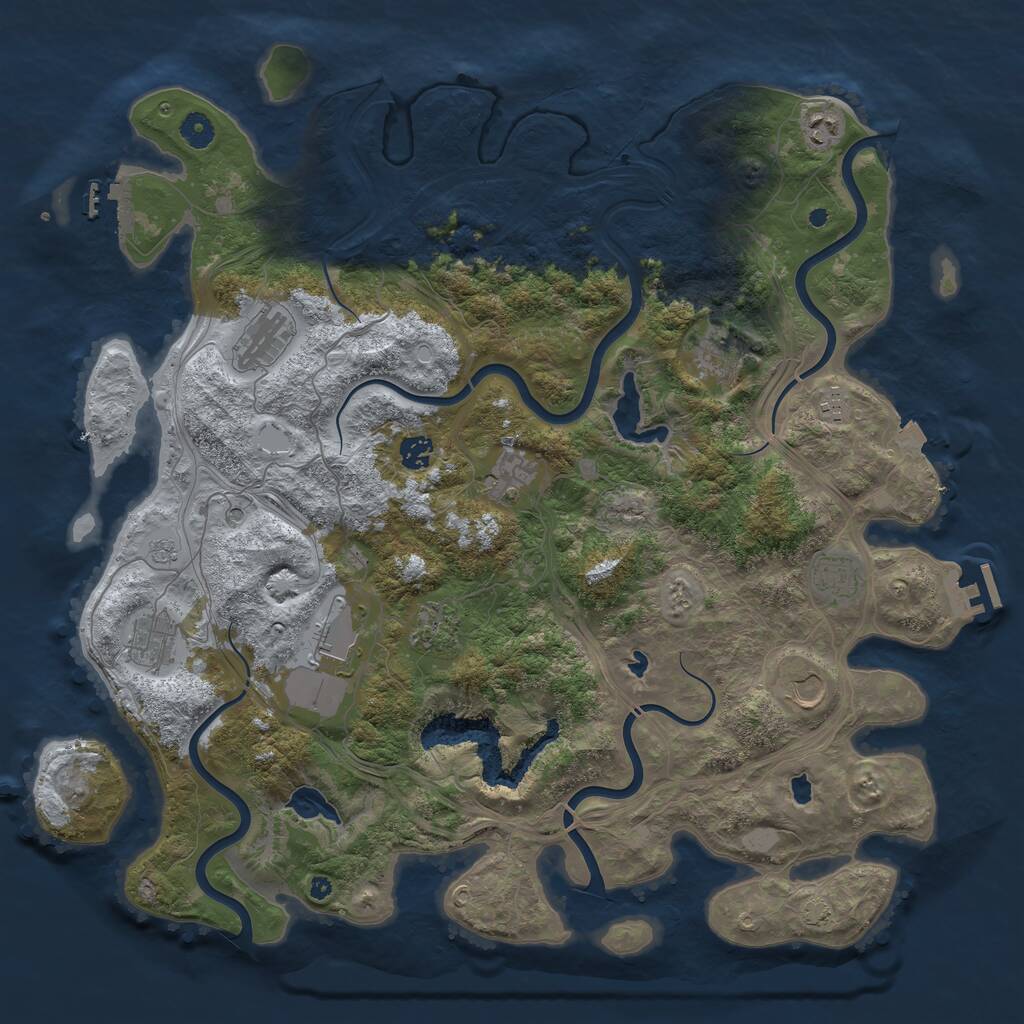 Rust Map: Procedural Map, Size: 4500, Seed: 43476470, 17 Monuments