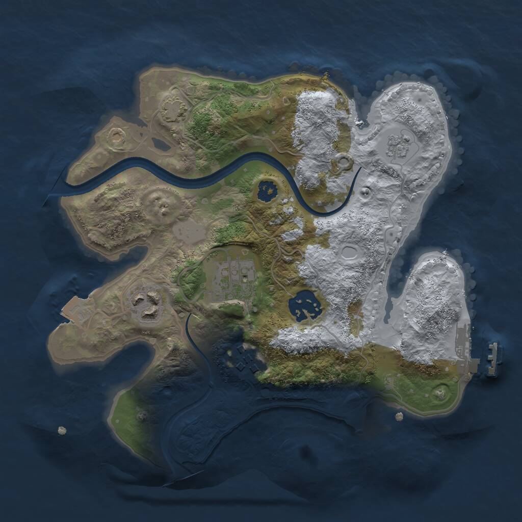 Rust Map: Procedural Map, Size: 2500, Seed: 15327223, 8 Monuments