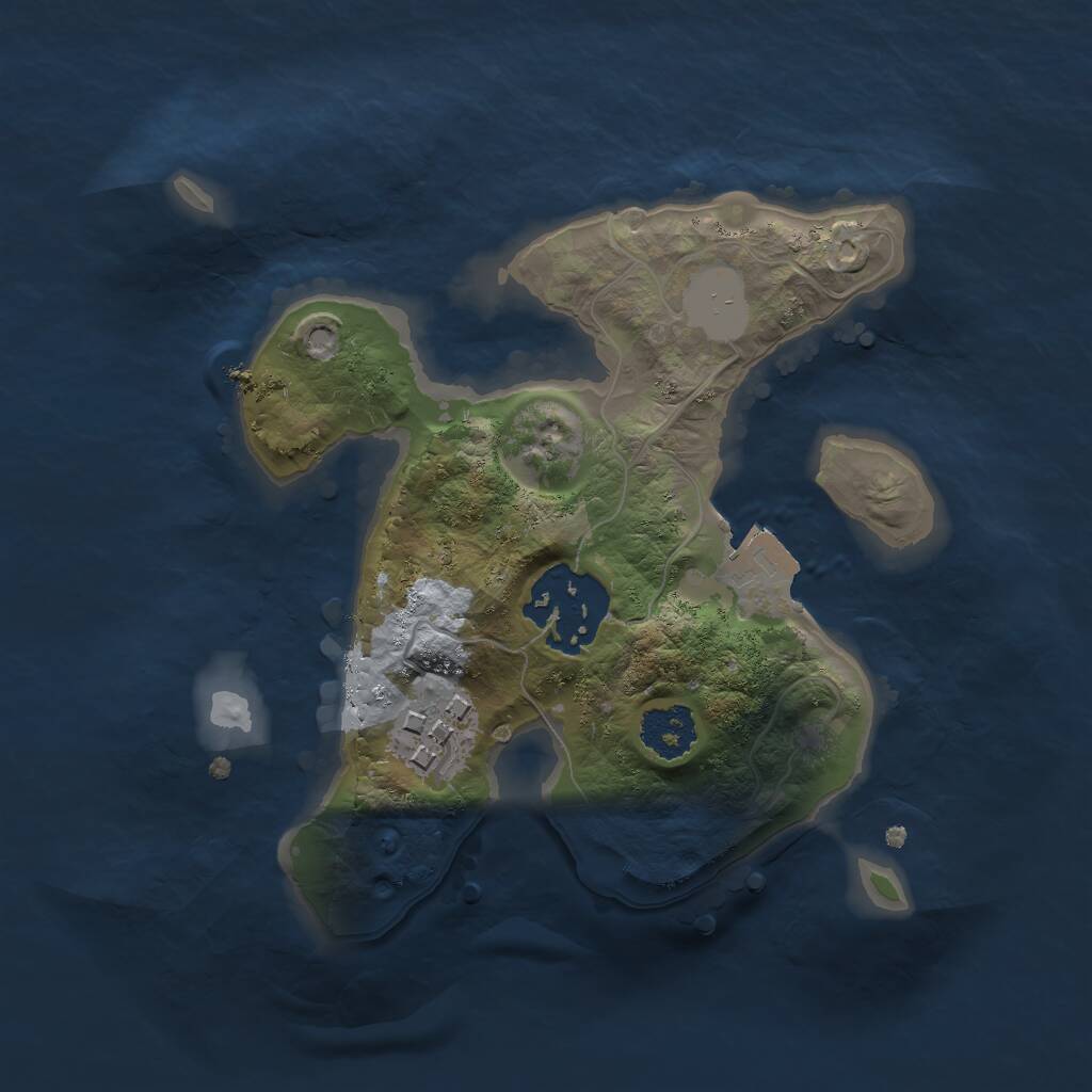 Rust Map: Procedural Map, Size: 2000, Seed: 827364, 3 Monuments