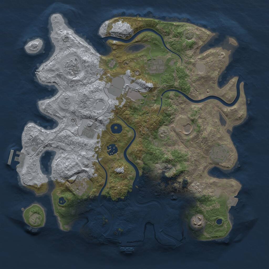 Rust Map: Procedural Map, Size: 3650, Seed: 992170874, 16 Monuments