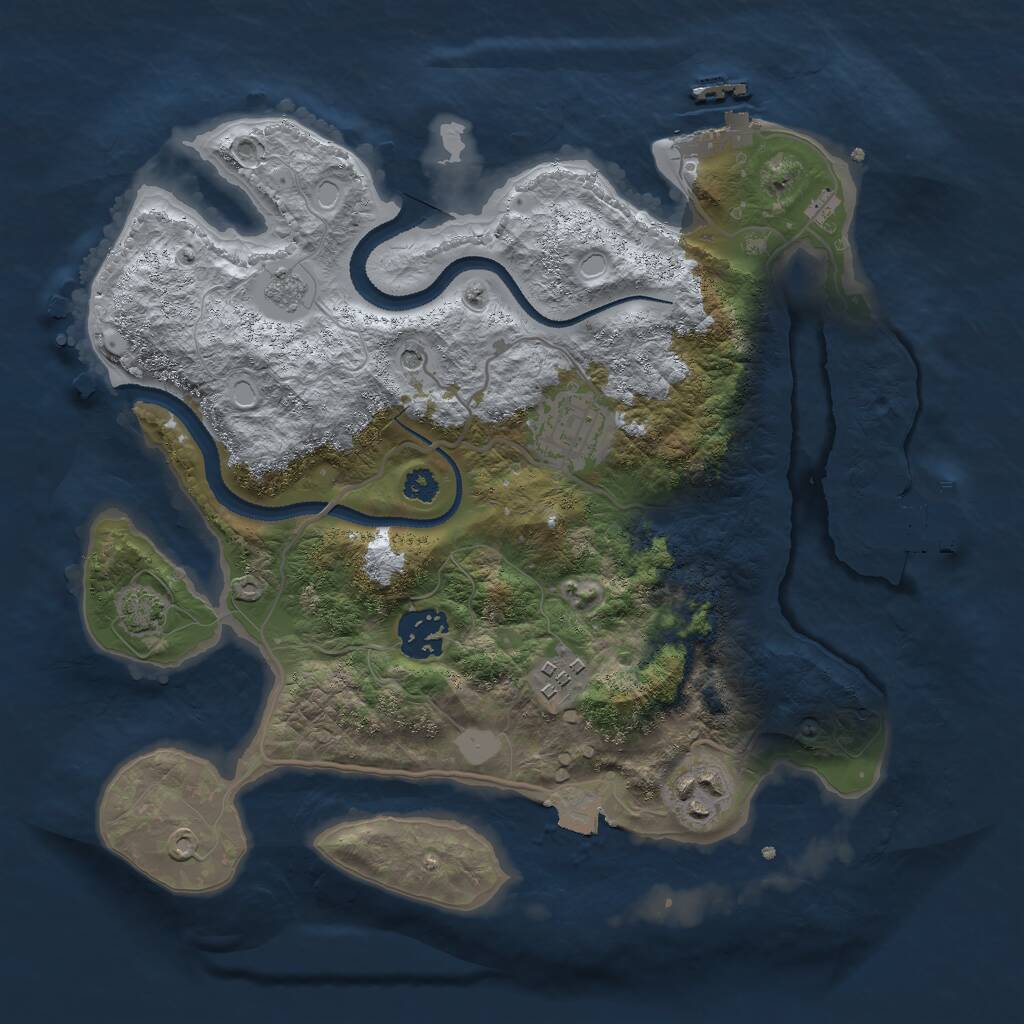 Rust Map: Procedural Map, Size: 3000, Seed: 343566534, 10 Monuments