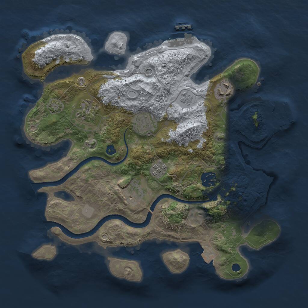 Rust Map: Procedural Map, Size: 3000, Seed: 76694, 12 Monuments