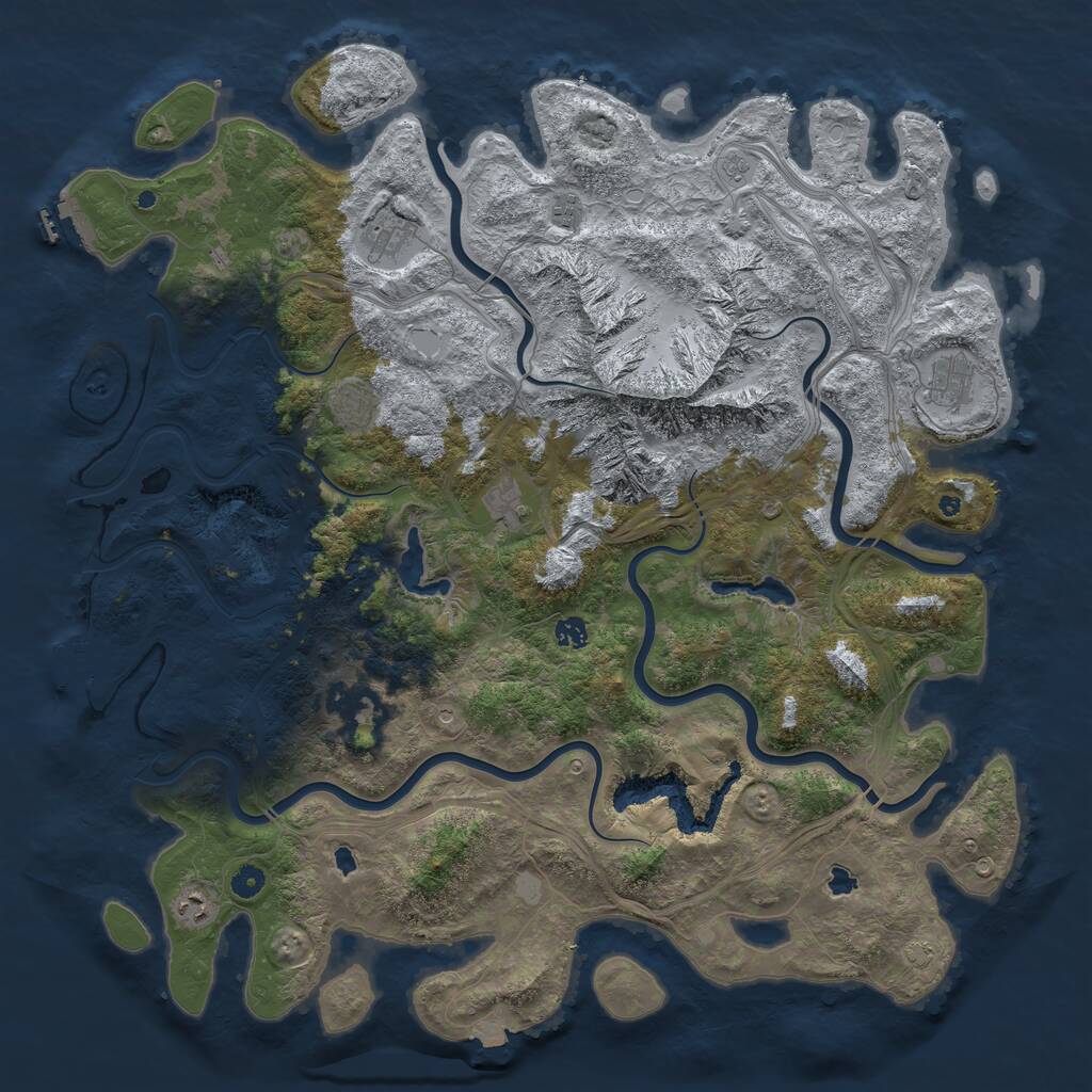 Rust Map: Procedural Map, Size: 5000, Seed: 9862542, 14 Monuments