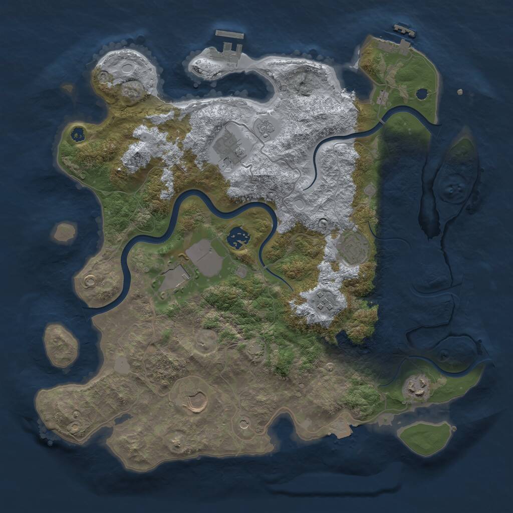 Rust Map: Procedural Map, Size: 3650, Seed: 1434008331, 13 Monuments