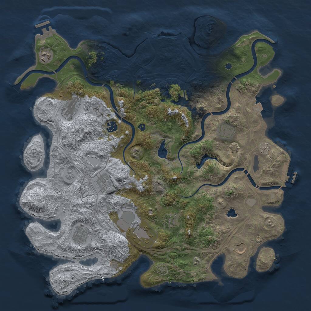 Rust Map: Procedural Map, Size: 4250, Seed: 466552378, 16 Monuments