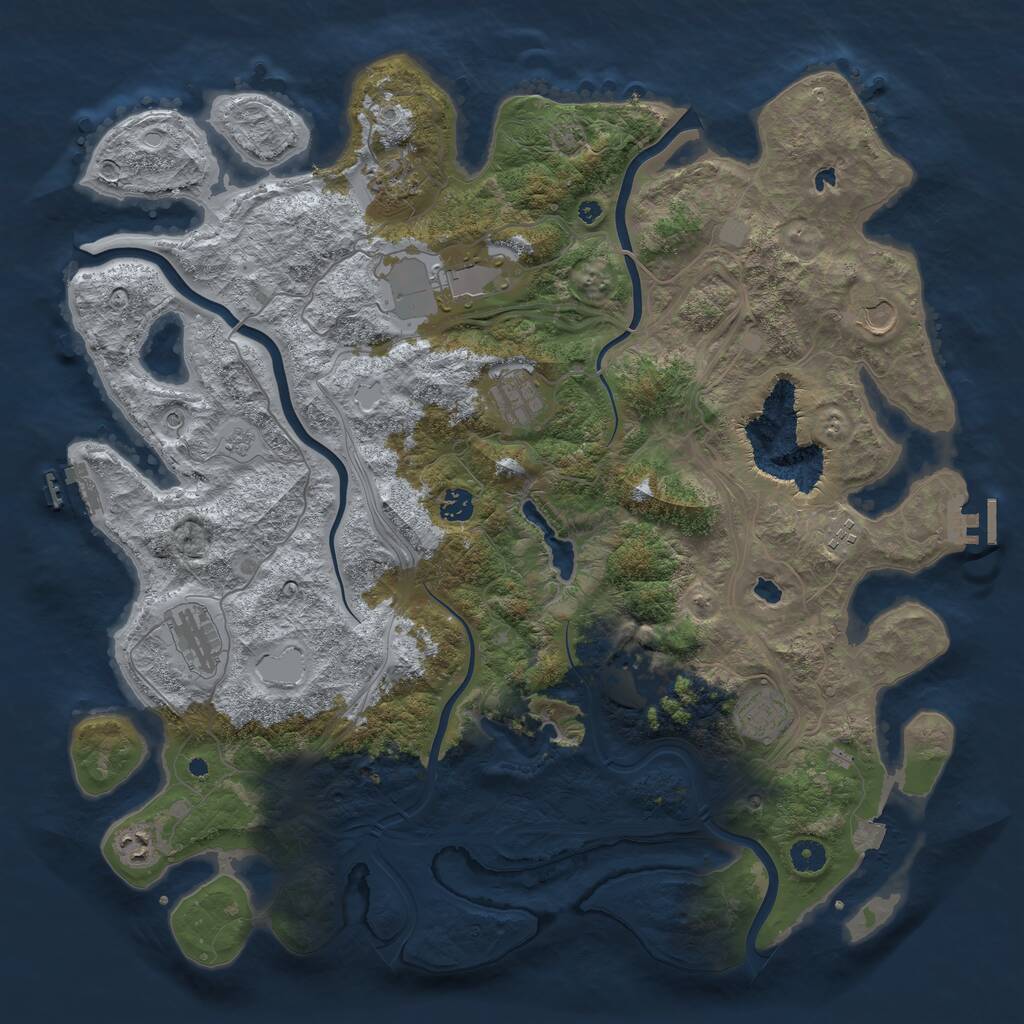 Rust Map: Procedural Map, Size: 4500, Seed: 802614599, 16 Monuments