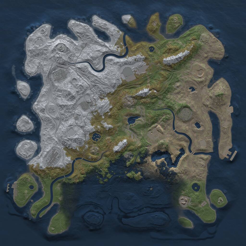 Rust Map: Procedural Map, Size: 4500, Seed: 1924777493, 16 Monuments
