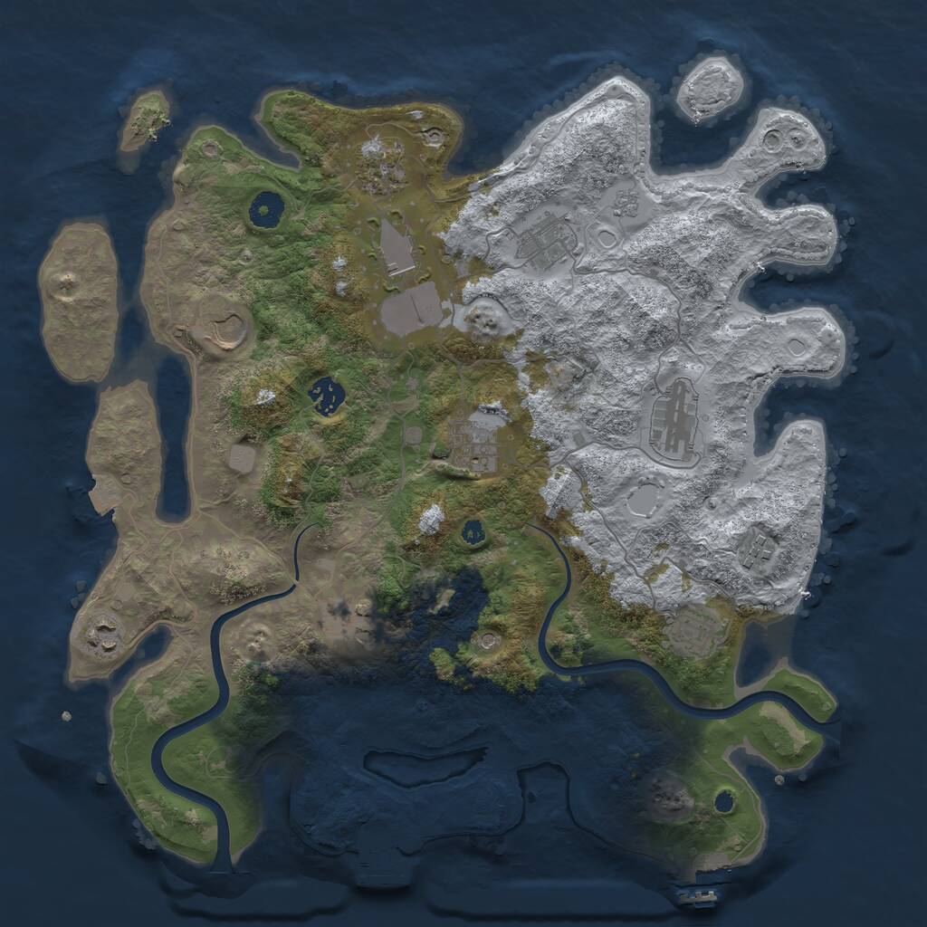 Rust Map: Procedural Map, Size: 3900, Seed: 34875654, 17 Monuments