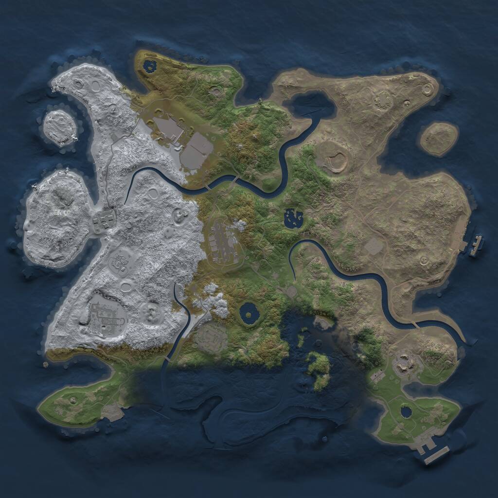 Rust Map: Procedural Map, Size: 3650, Seed: 1533158443, 15 Monuments