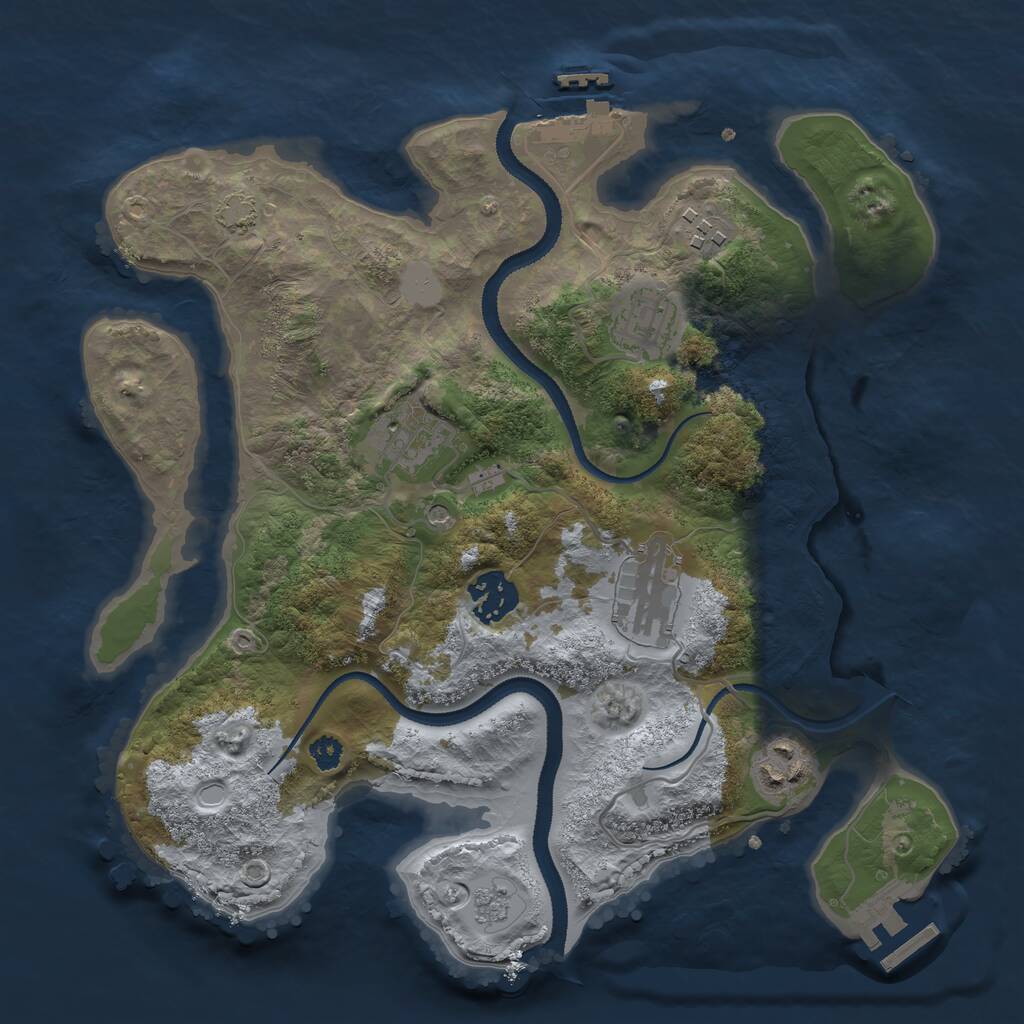 Rust Map: Procedural Map, Size: 3100, Seed: 2071908475, 12 Monuments