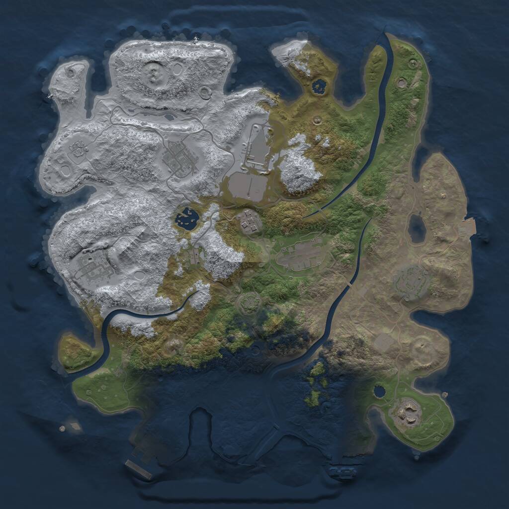 Rust Map: Procedural Map, Size: 3500, Seed: 2931, 14 Monuments
