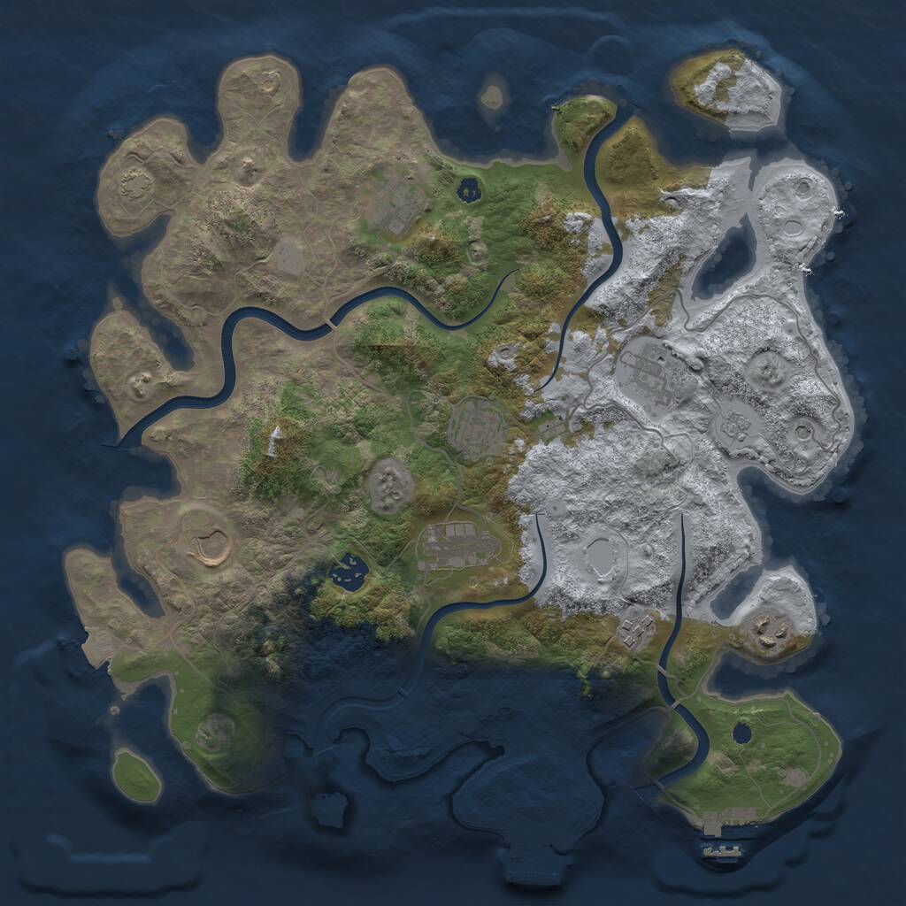 Rust Map: Procedural Map, Size: 3700, Seed: 707155188, 14 Monuments