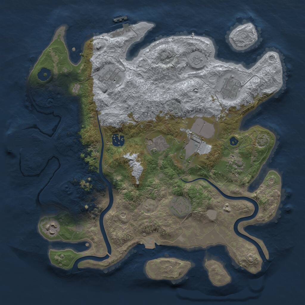 Rust Map: Procedural Map, Size: 3500, Seed: 584359186, 15 Monuments