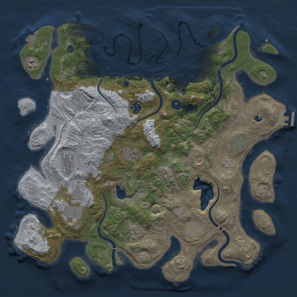 Rust Map: Procedural Map, Size: 4250, Seed: 373178550, 16 Monuments
