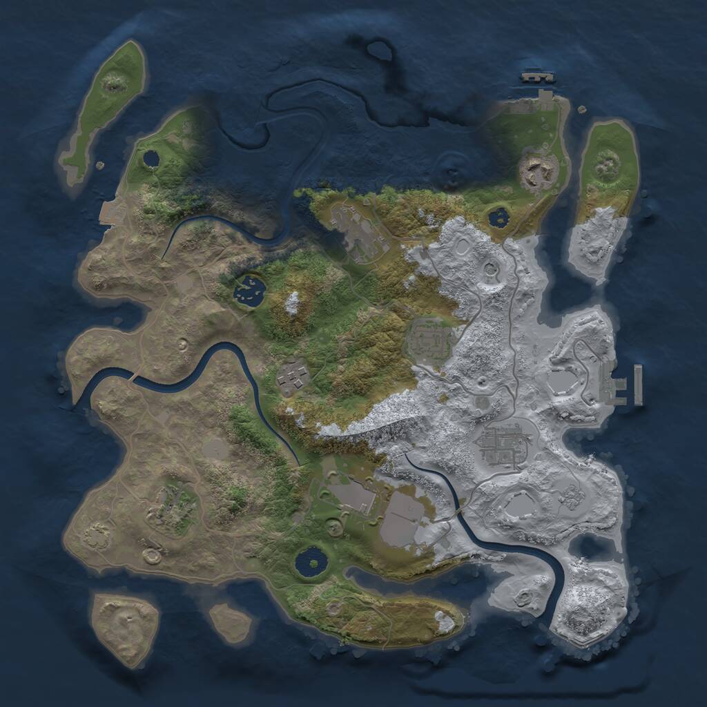 Rust Map: Procedural Map, Size: 3500, Seed: 1403214226, 14 Monuments