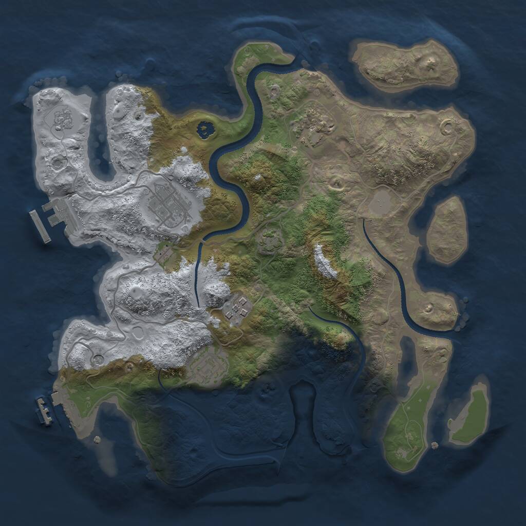 Rust Map: Procedural Map, Size: 3000, Seed: 1255507005, 10 Monuments