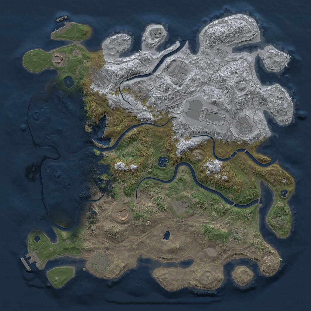 Rust Map: Procedural Map, Size: 4250, Seed: 1514288081, 17 Monuments